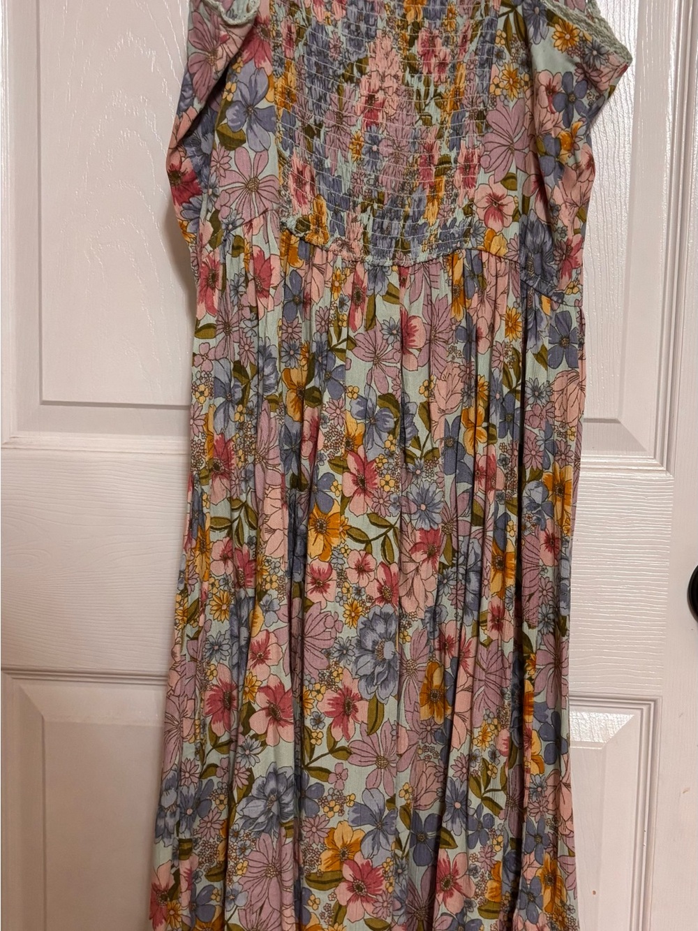 Angie Floral Midi Dress in Pink, Blue & Yellow - Picture 2 of 7